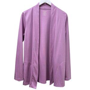 L.L. Bean Cardigan Tee Medium Lilac Purple Pima Cotton Open Front